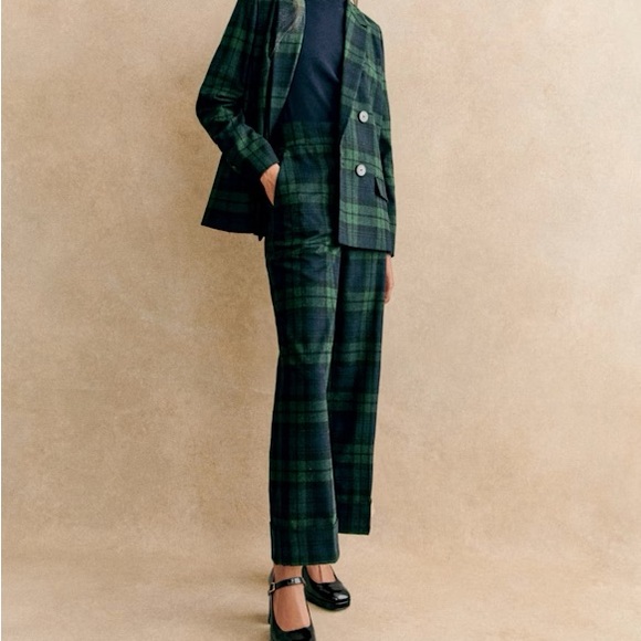 Sezane - Damon Trousers - Navy Tartan - Picture 2 of 6